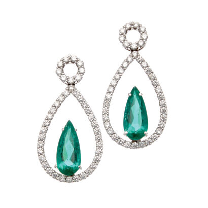 18ct Emerald and Diamond Earrings