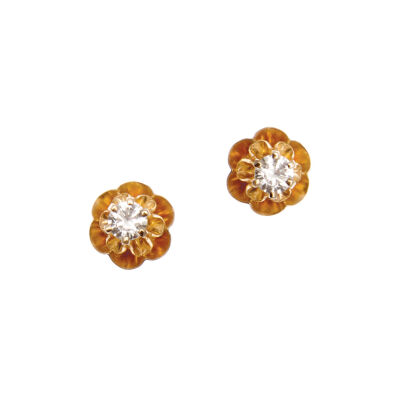 14ct Diamond Flower Stud Earrings