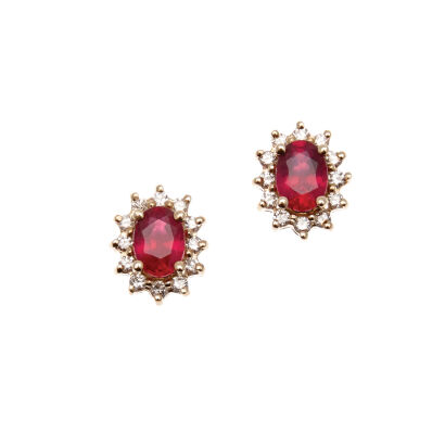 14ct Diamond and Ruby Earrings