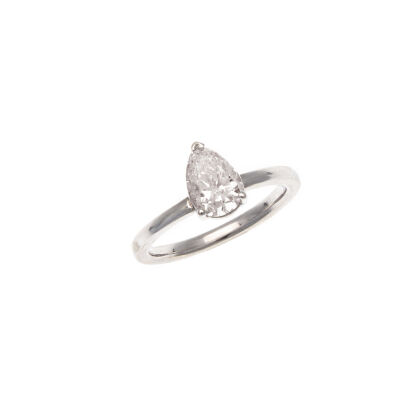 9ct White Gold Pear Cut Diamond Solitaire Ring