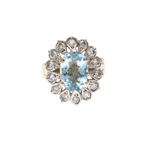 18ct Aquamarine and Diamond Ring