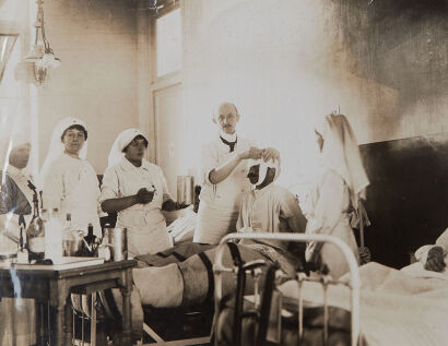 PHOTOGRAPHER UNKNOWN Society Ladies from the UK Assisting the Wounded in France