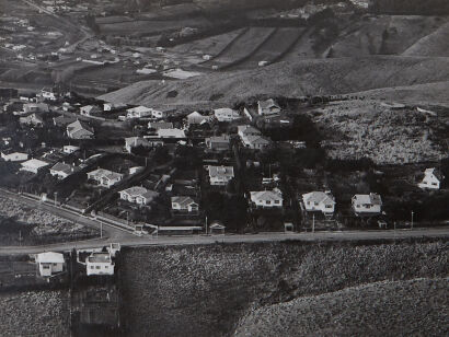 VICTOR C. BROWNE Houses on Hillside from Air