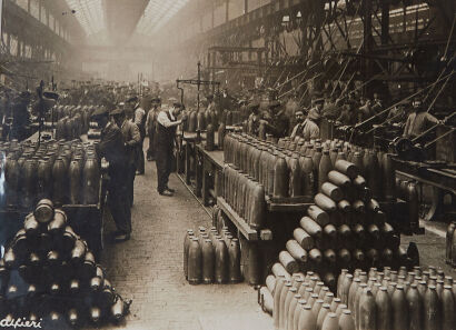 PHOTOGRAPHER UNKNOWN Shell Making at Sir Robert Hadfield's Munition Works, Sheffield WW1