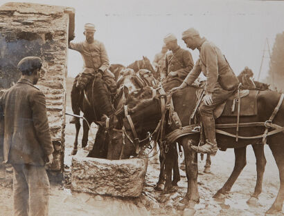 PHOTOGRAPHER UNKNOWN French Troops Watering their Horses at a Turkish Well after the Landing of the Allied Troops at Salonika WW1