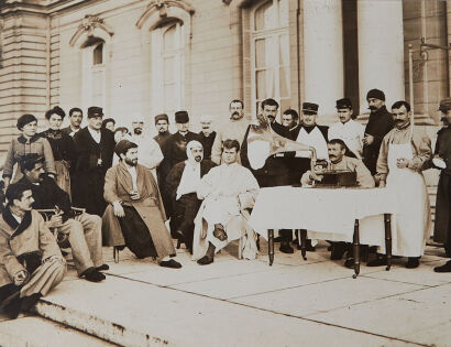 PHOTOGRAPHER UNKNOWN Wounded Allied Soldiers on the Terrace of Baron Rothschild's Chateau in Paris WW1