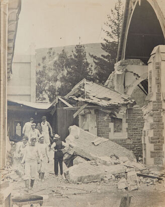 PHOTOGRAPHER UNKNOWN Sailors clearing up after Napier Earthquake at Greenmeadows