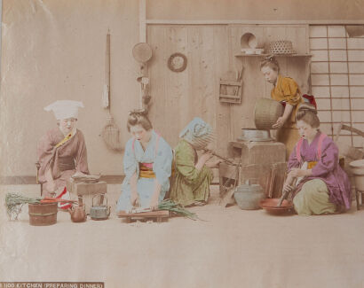 PHOTOGRAPHER UNKNOWN Women Preparing Dinner in Kitchen