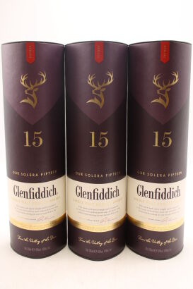 (3) Glenfiddich Our Solera Fifiteen, 15 years Old, Single Malt Scotch Whisky, 40% ABV