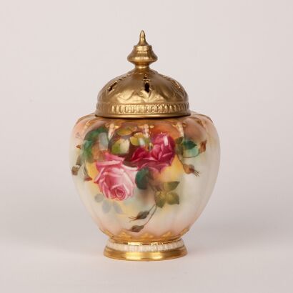 A Royal Worcester Roses Lidded Pot Pourri