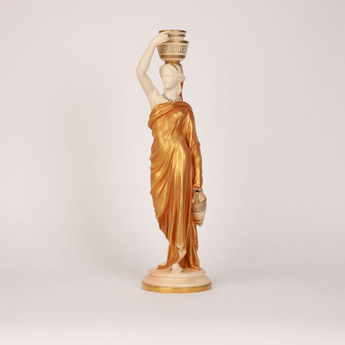 A Royal Worcester Art Nouveau Grecian Water Carrier Figure