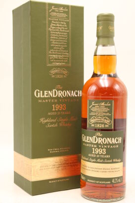 (1) Glendronach 25 years vintage 1993 Highland Single malt Scotch Whisky, 48.2% ABV (GB)