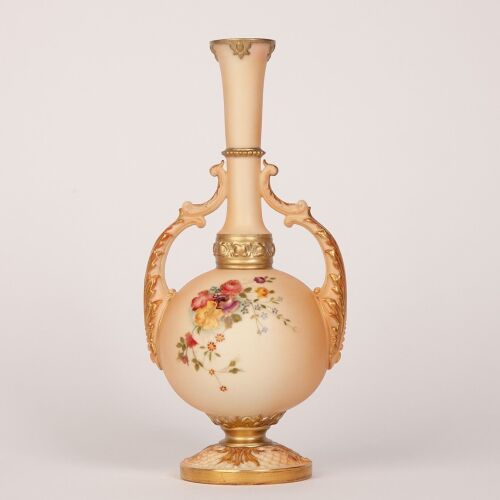 A Royal Worcester Blush Ivory Two-Handed Vase