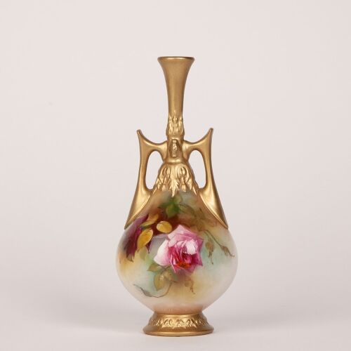 A Royal Worcester Roses Amphora Vase