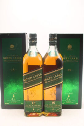 (2) Johnnie Walker Green Label 15 Year Old Blended Malt Scotch Whisky, 43% ABV