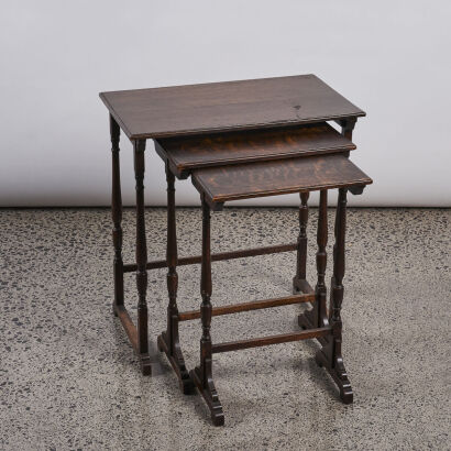 A Set of Antique Oak Nesting Tables