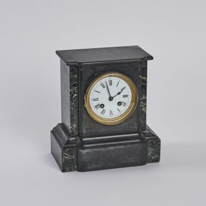 An Antique French Slate and Marble Mantel Clock