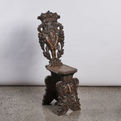 A Finely Carved Gothic Oak Sidechair