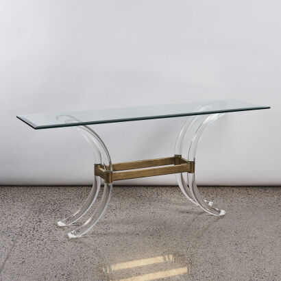 A Pierre Paulin Brass and Perspex Glass Topped Side Table