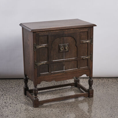 An Oak Brass Bound Side Cabinet