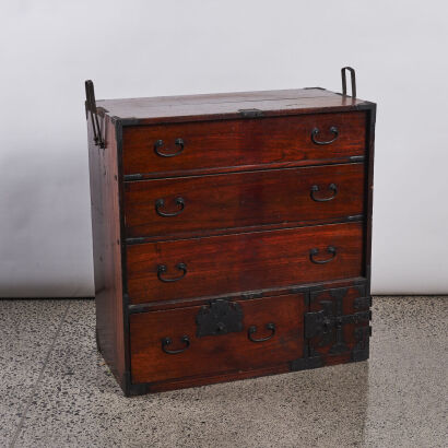 An Superb Antique Brass Bound Campaign Chest