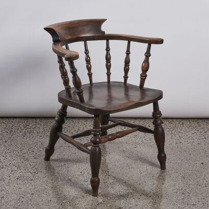 A Victorian Oak Captains Chair 