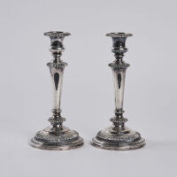 A Fine Pair of Silver Plated Candlesticks