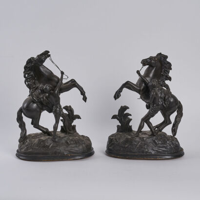 A Pair of Antique Spelter Scultpures