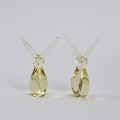 A Pair of Murano Glass Rabbits