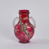 A Bohemian Ruby Glass and Enamel Vase