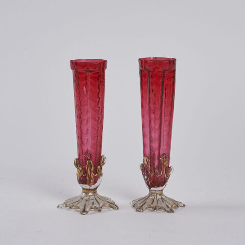 A Pair of Victorian Ruby Glass Vases