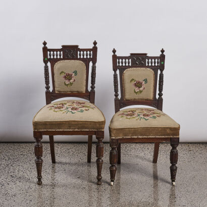 A Pair of Antique Mother and Father Side Chairs