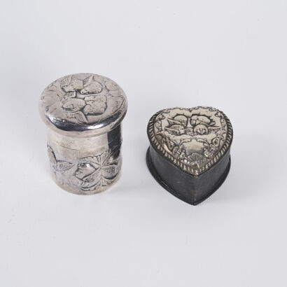 A Pair Of Sliver Trinket Containers