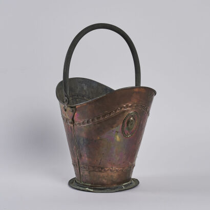 A Vintage Copper Firemans Helmet Coal Bucket