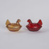 A Pair of Carnival Glass Hens Nest with Lid