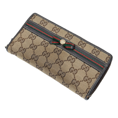 Gucci Web Ribbon Zip Around Wallet