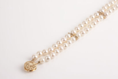 An Akoya Pearl, Diamond and Gold Bracelet