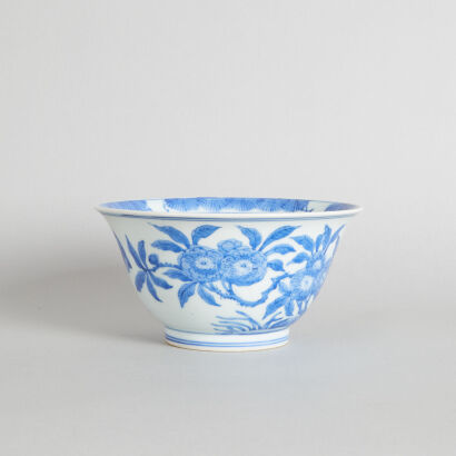 A Chinese Blue and White 'Floral' Deep Bowl (hallmark)