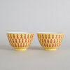 A Pair of Chinese Yellow-ground Iron-red 'Xi' Bowls (Da Qing Guangxu Nian Zhi Mark)