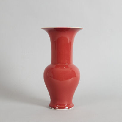 A Chinese Red-glazed Gu Vase (Da Qing Kangxi Nian Zhi Mark)