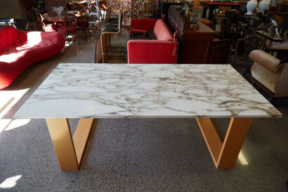 A Superb Bespoke Marble Top Dining Table