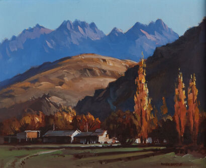 PETER BEADLE Farm Scene, Near Kawarua Station, Frankton Arms, Cecil Peak Beyond.