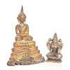 A Thai Bronze Buddha and A mini Indian Bronze Buddha 