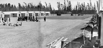 ONE OF THE PARADE GROUNDS BETWEEN HUTMENTS