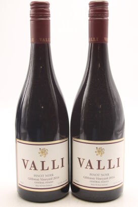 (2) 2016 Valli Gibbston Vineyards Pinot Noir, Gibbston [JR16]