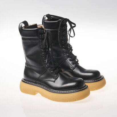 Bottega Veneta Bounce Leather Combat Boots