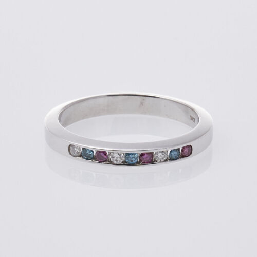 9ct White Gold Coloured Diamond Band