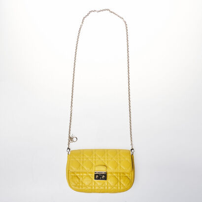 Christian Dior Yellow Cannage Quilted Miss Dior Bag