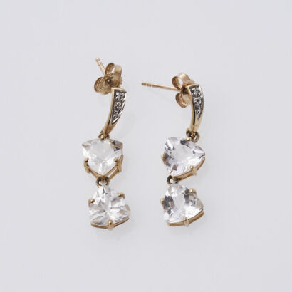 9ct Gold Goshenite and Diamond Earrings