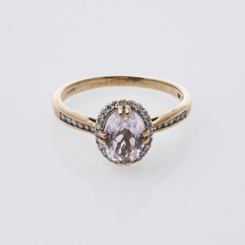 9ct Pink Stone and Diamond Ring